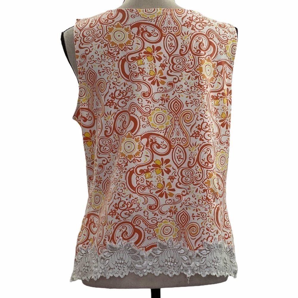 COLDWATER Creek Paisley Lace Sleeveless Top Large - Picture 3 of 10